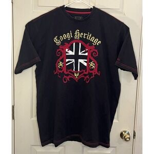 Rare COOGI Heritage T-shirt Men's 3XL Black Gold Red Britain Flag